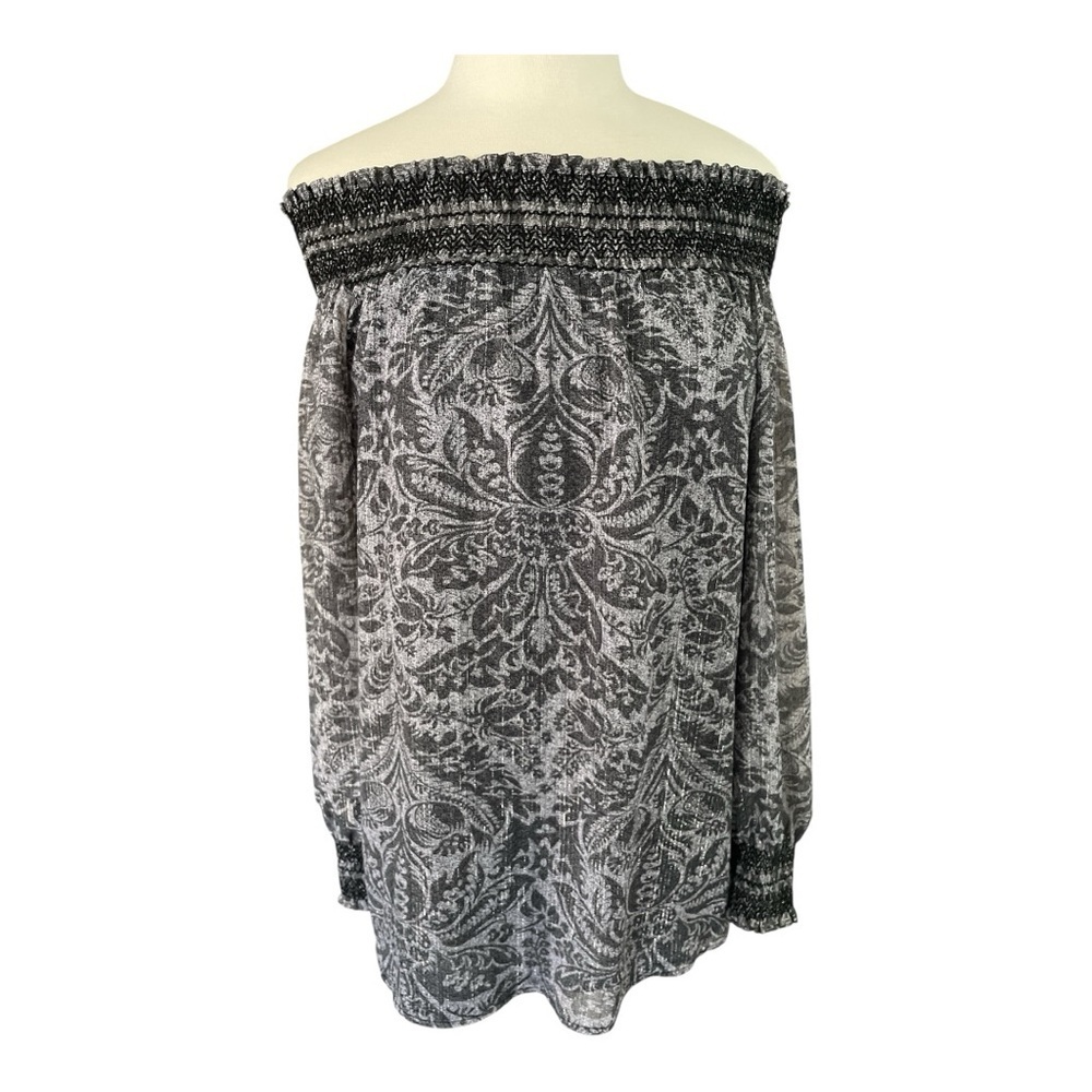 MICHAEL Michael Kors Black and White Off-Shoulder Top